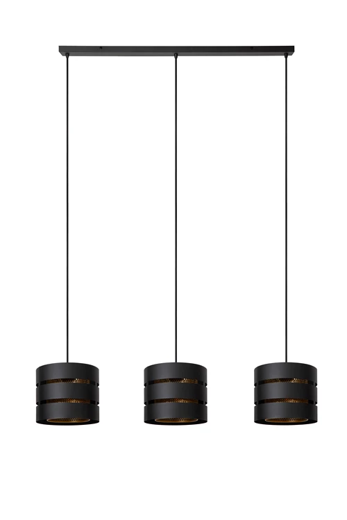 Lucide ROSAS - Pendant light - 3xE27 - Black - turned off